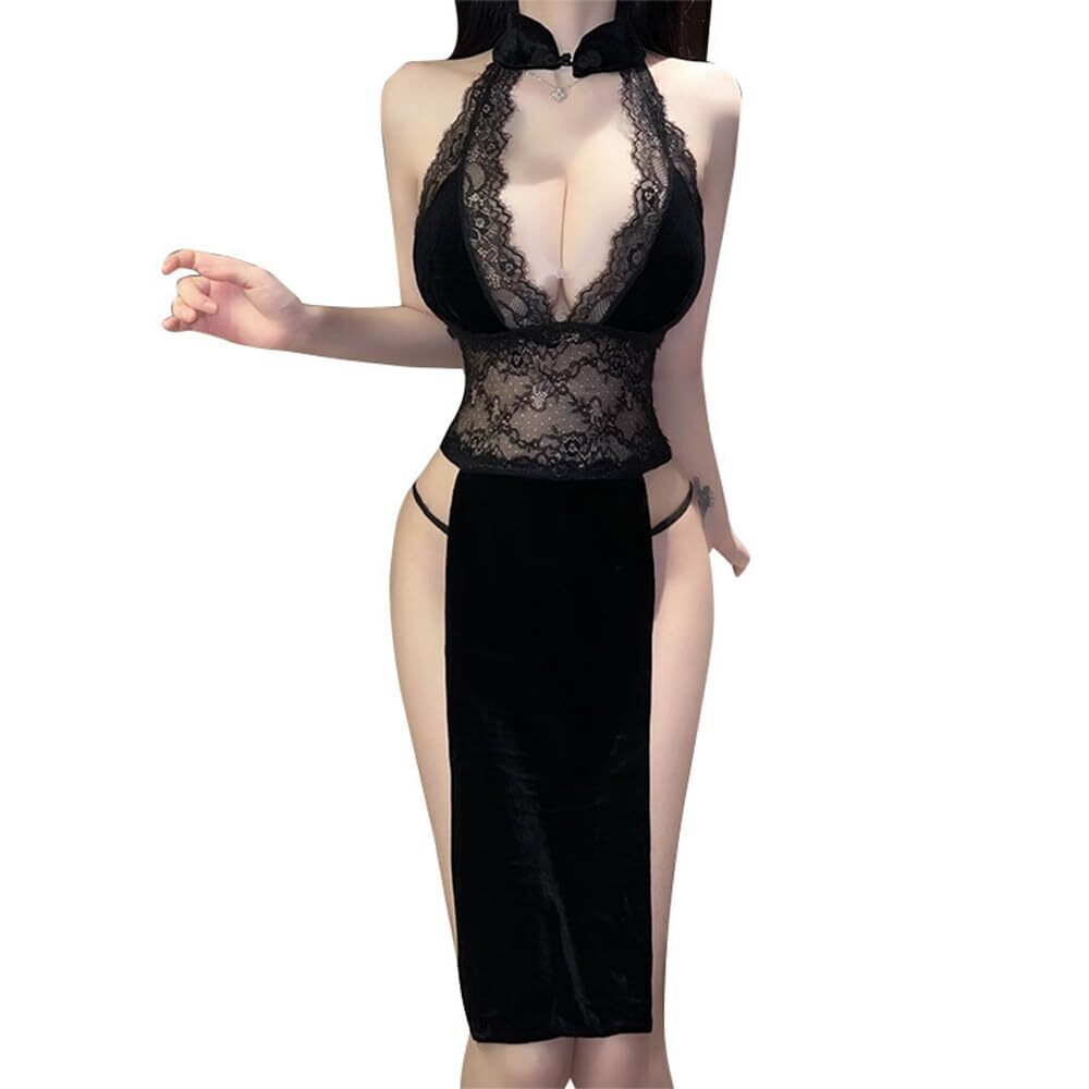 9335 sexy home lace pajamas cosplay Japanese anime tight velvet dress